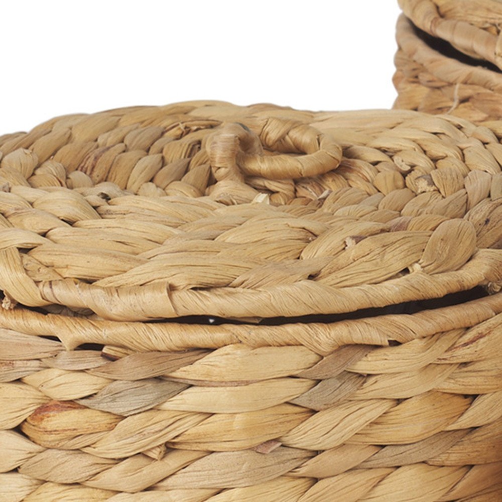 Set of Three Brown Fabric Decorative Box Tabletop Sculpture