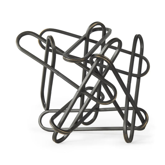 12" Black Metal Abstract Tabletop Sculpture