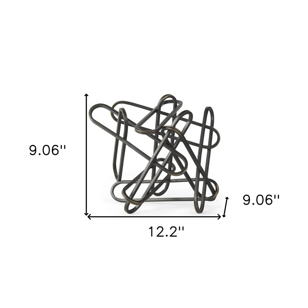 12" Black Metal Abstract Tabletop Sculpture