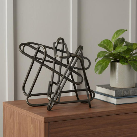 9" Black Metal Abstract Tabletop Sculpture