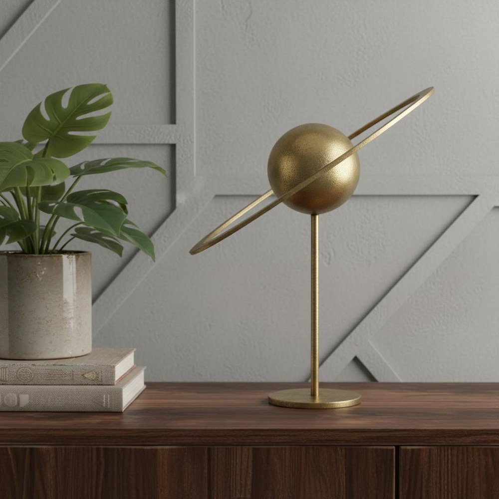 16" Gold Iron Solar System Tabletop Sculpture