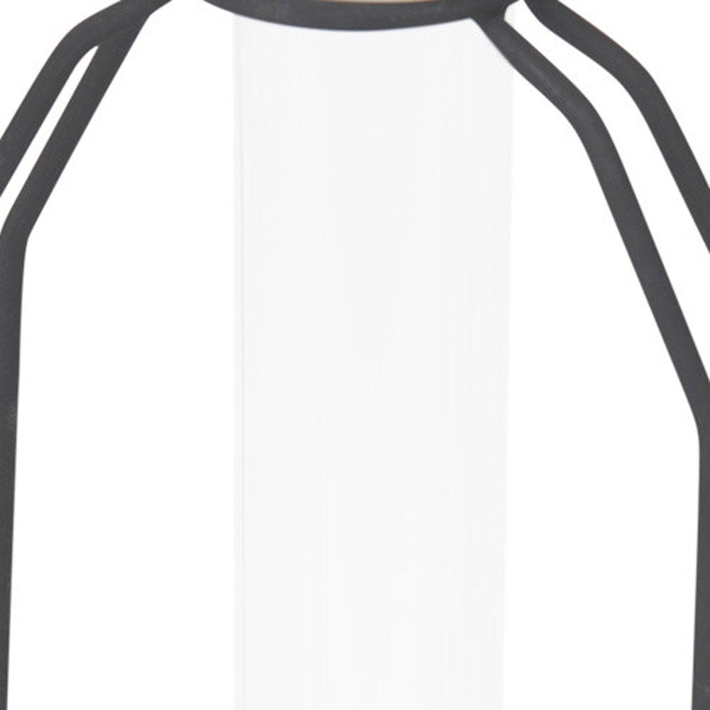 10" Black And Clear Glass And Metal Table Vase