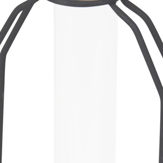 10" Black And Clear Glass And Metal Table Vase