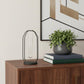 10" Black And Clear Glass And Metal Table Vase