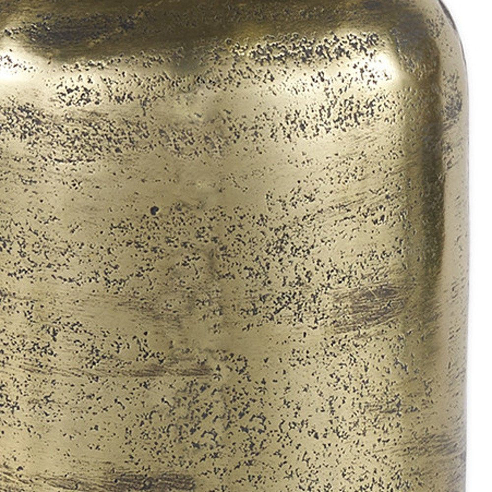 10" Antiqued Brass Cast Aluminum Cylindrical Tabletop Sculpture