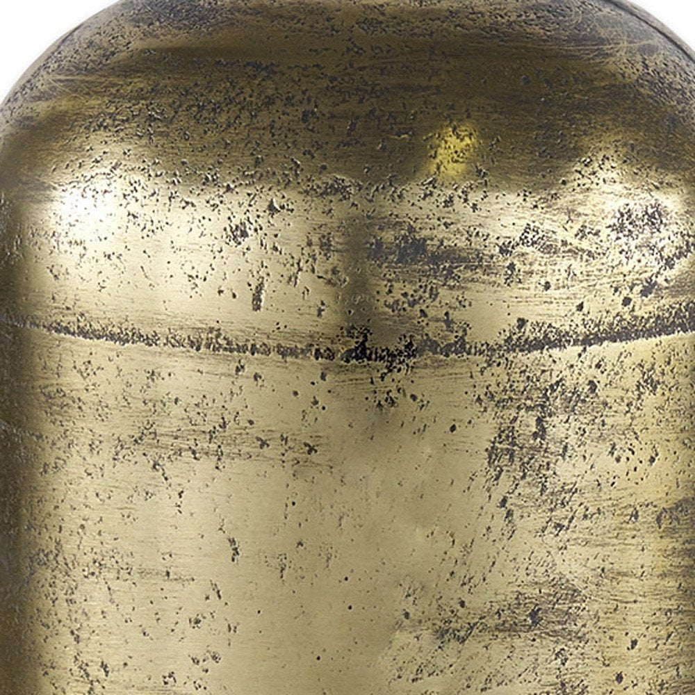 15" Antiqued Brass Cast Aluminum Cylindrical Tabletop Sculpture