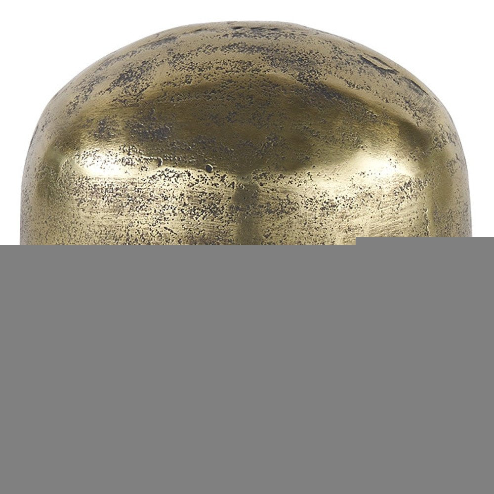 7" Antiqued Brass Cast Aluminum Cylindrical Tabletop Sculpture