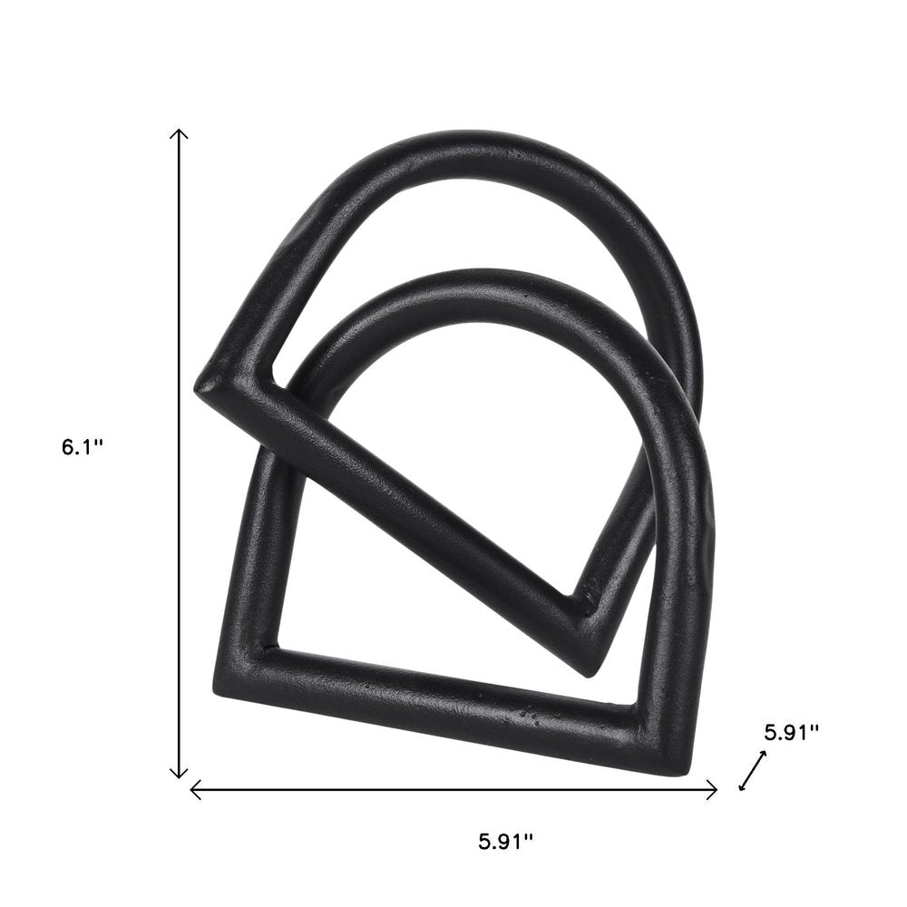 6" Black Iron Abstract Tabletop Sculpture