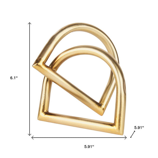 6" Gold Iron Abstract Modern Tabletop Sculpture