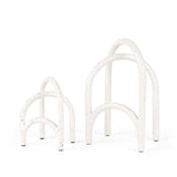 Set of Two White Iron Abstract Tabletop Sculpture