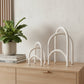Set of Two White Iron Modern Abstract Tabletop Sculptures