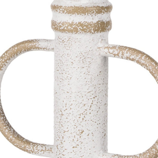 10" White And Beige Metal Tabletop Sculpture