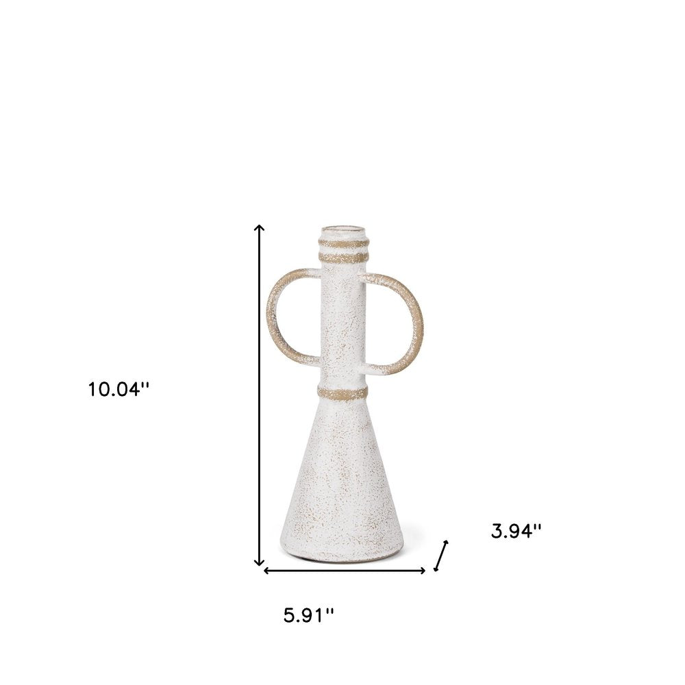 10" White And Beige Metal Tabletop Sculpture