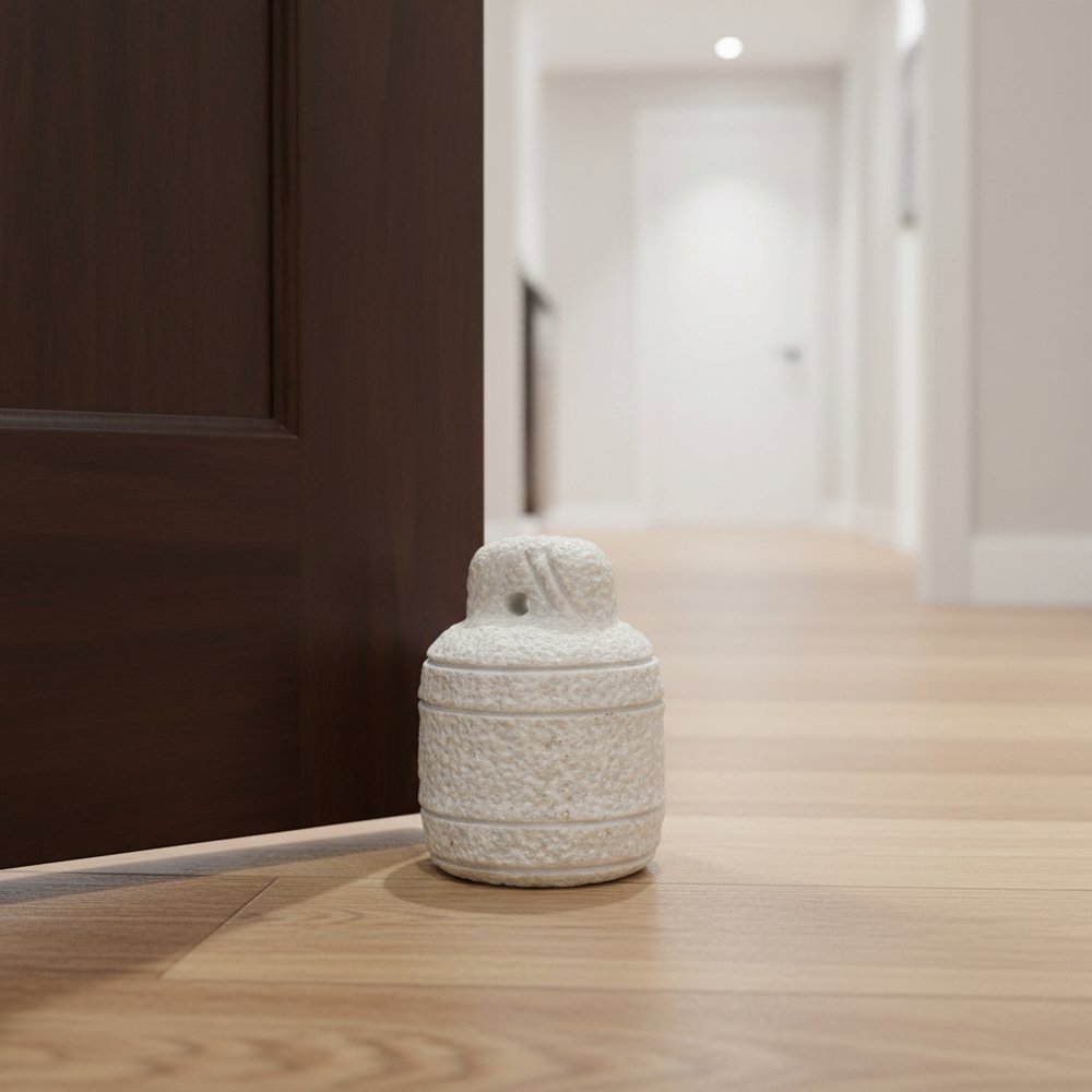 8" White Marble Door Stop