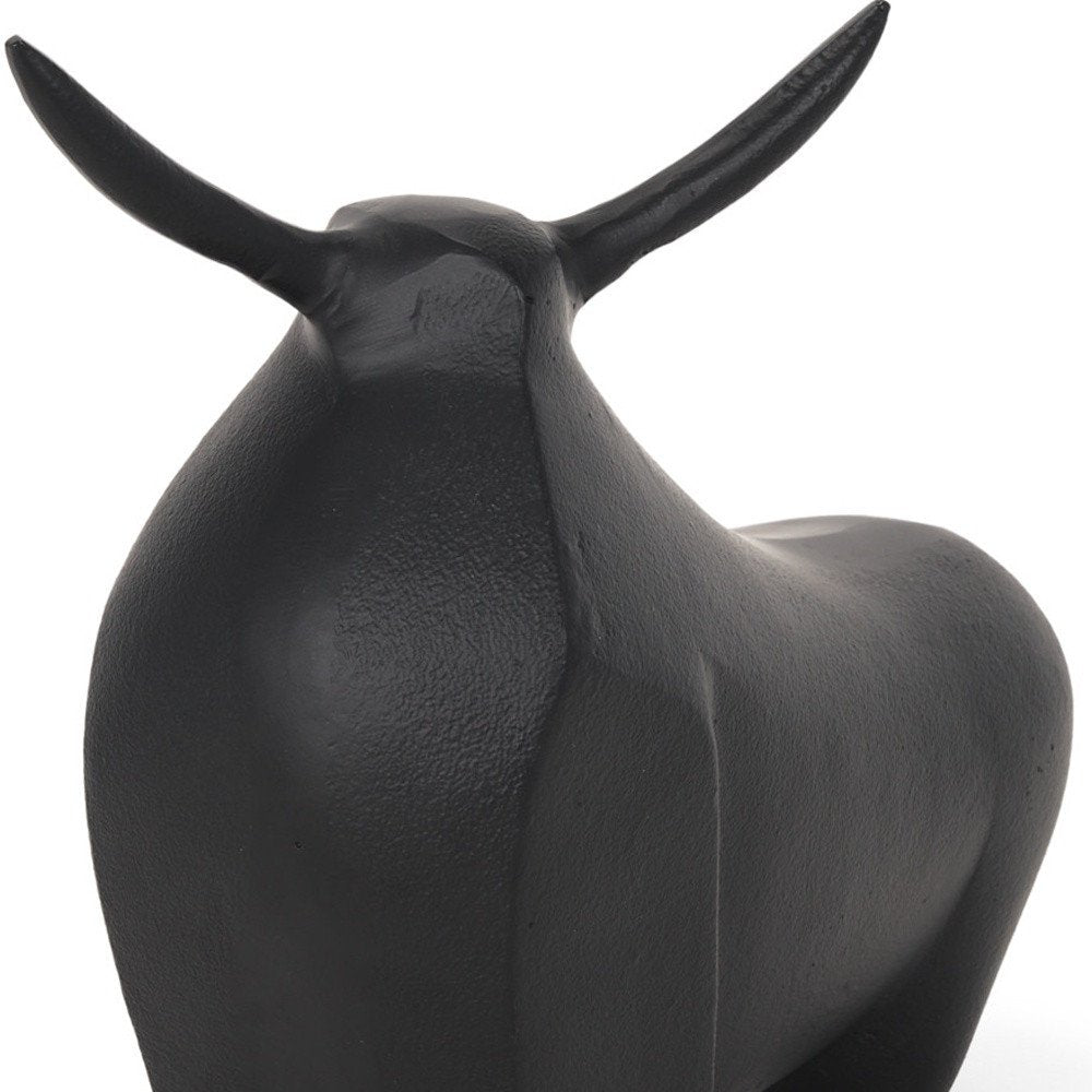 11" Black Aluminum Bull Abstract Tabletop Sculpture