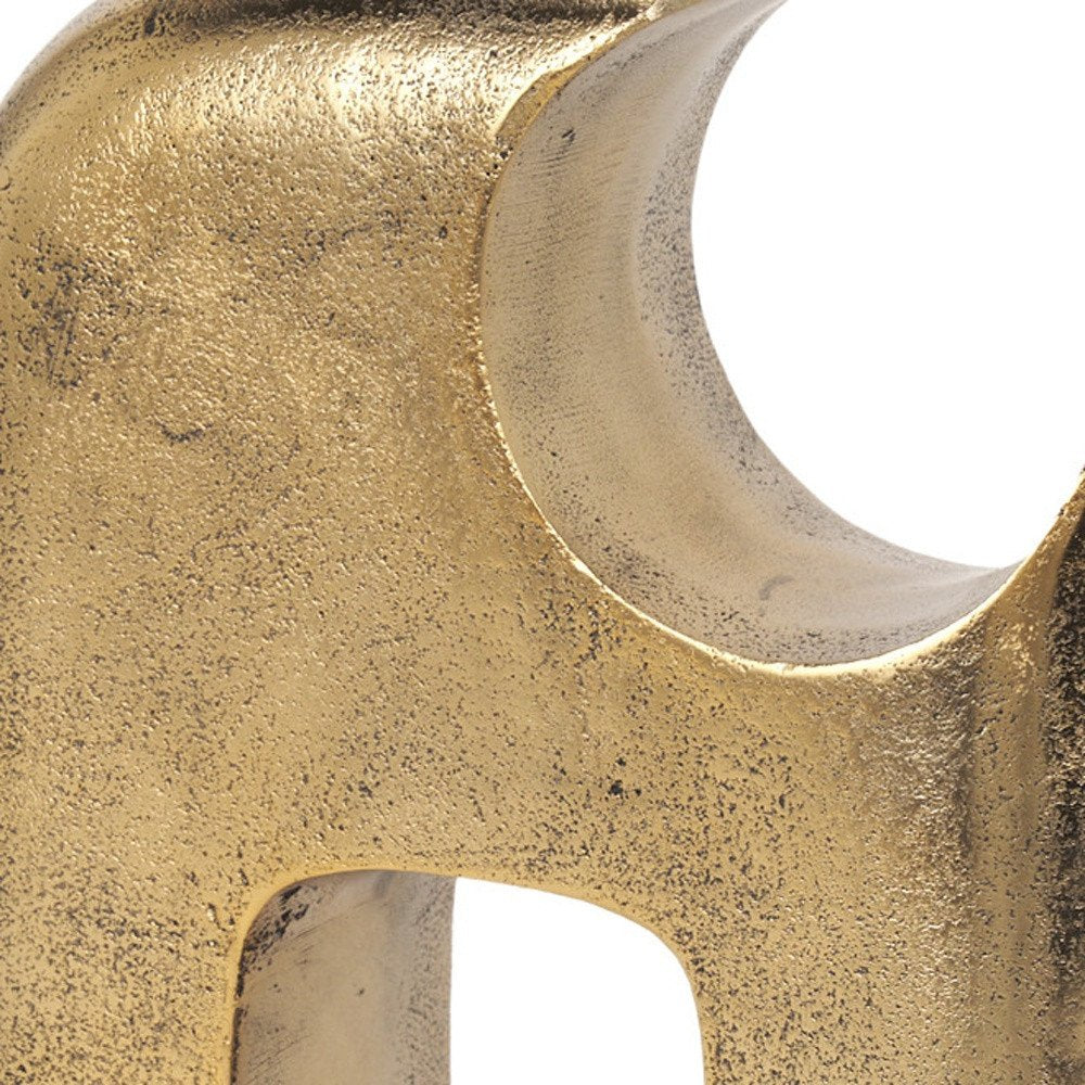 11" Antiqued Brass Aluminum Modern Abstract Tabletop Sculpture