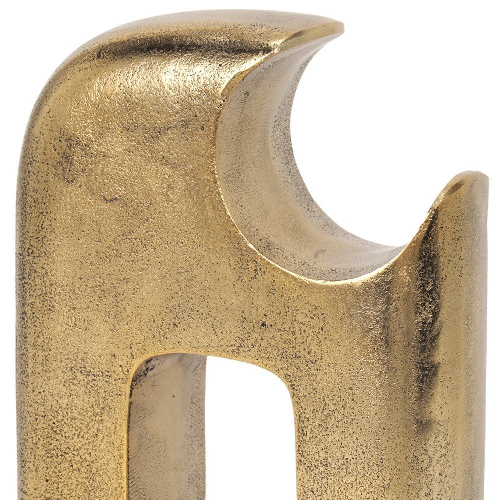 11" Antiqued Brass Aluminum Modern Abstract Tabletop Sculpture