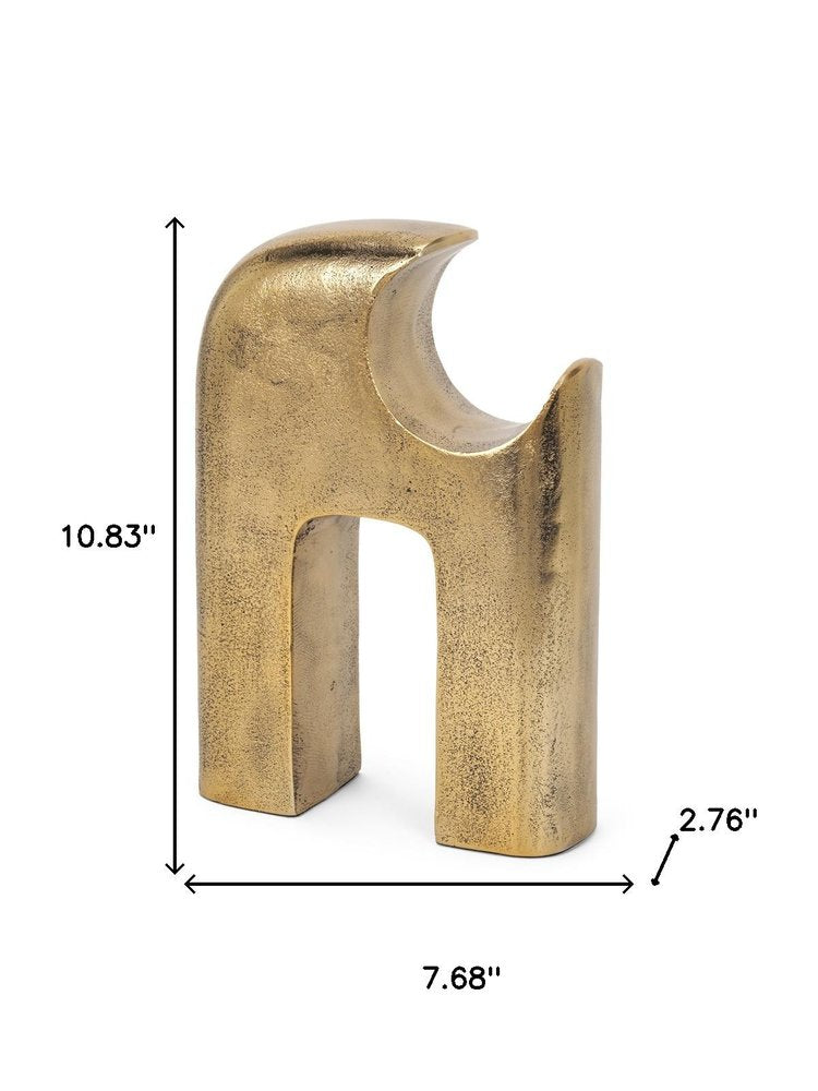 11" Antiqued Brass Aluminum Modern Abstract Tabletop Sculpture