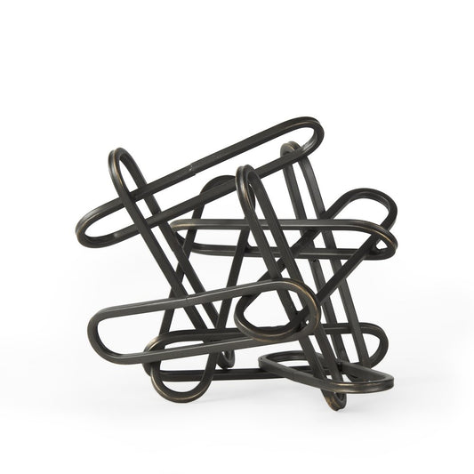 8" Black Metal Abstract Tabletop Sculpture