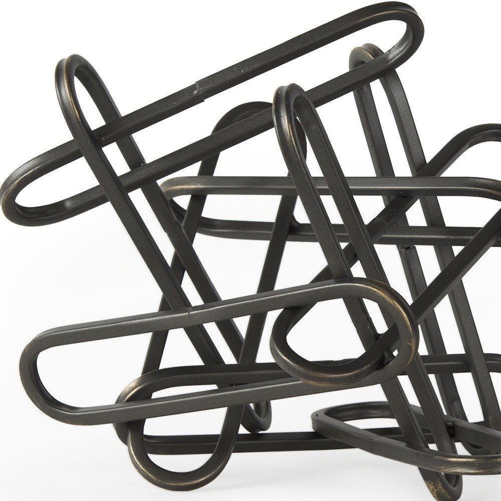 8" Black Metal Abstract Tabletop Sculpture