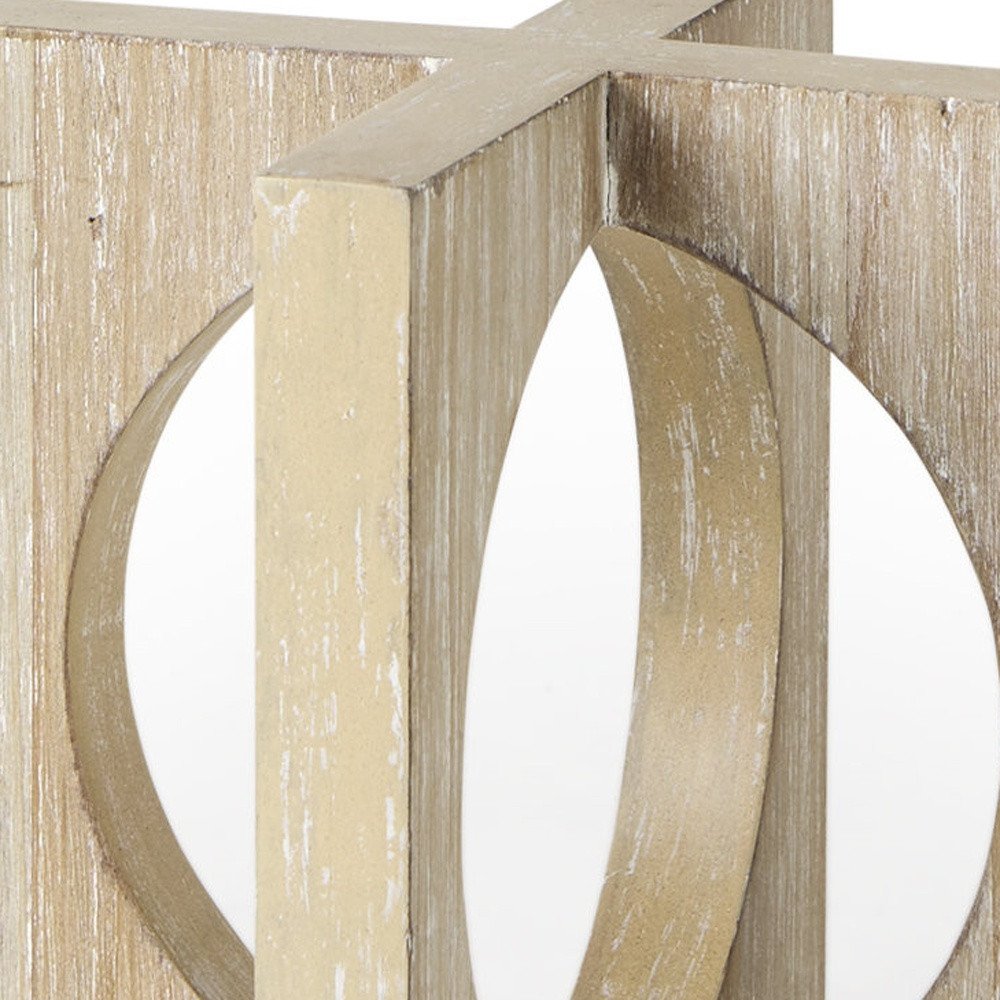 6" Brown Solid Wood Square Tabletop Sculpture