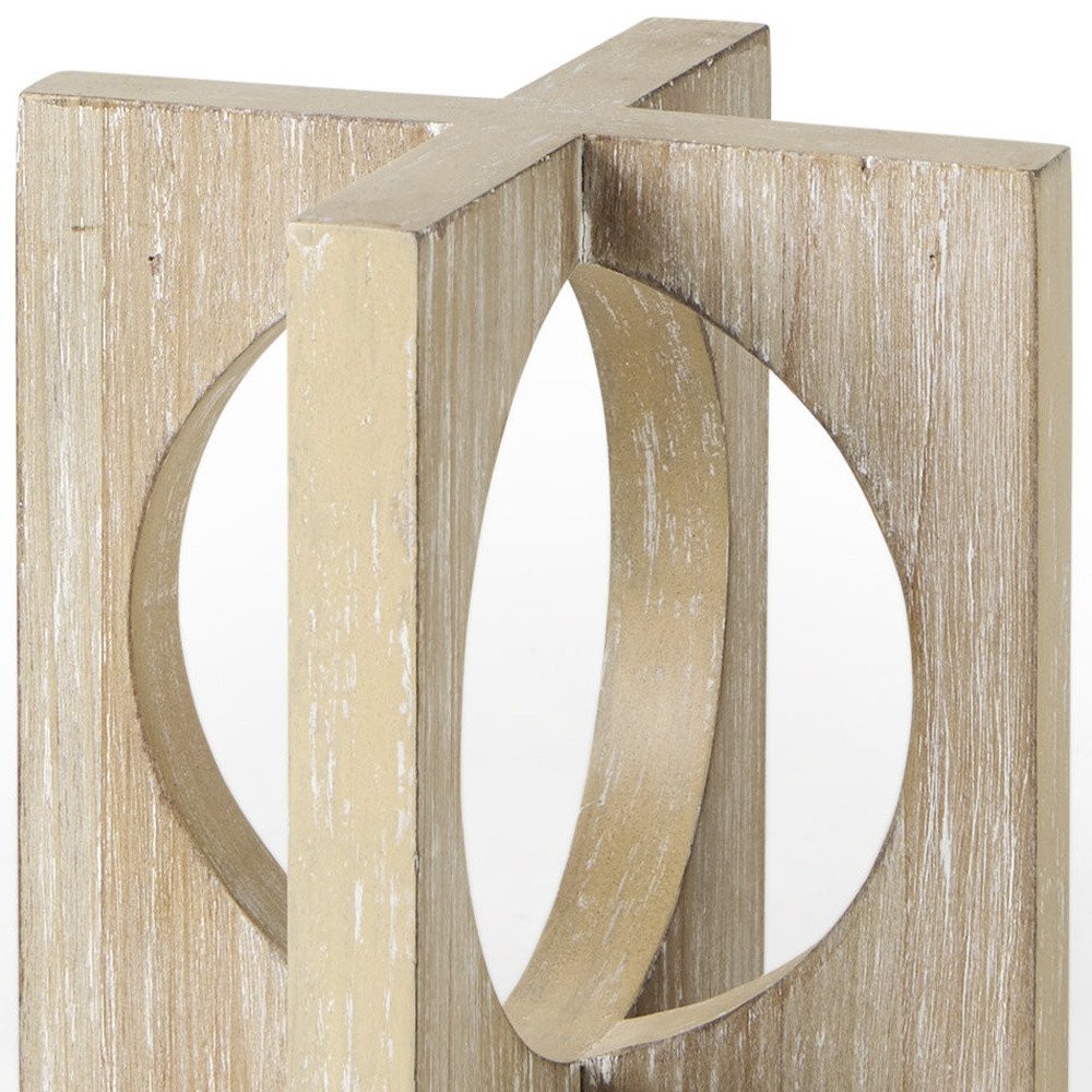 6" Brown Solid Wood Square Tabletop Sculpture