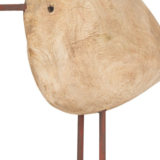 11" Brown Iron And Solid Wood Bird Abstract Tabletop Sculpture