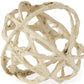 5" Beige Paper Mache And Metal Decorative Orb
