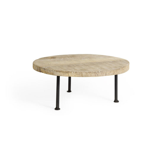 15" Light Brown And Black Round Solid Wood Handmade Riser Tray