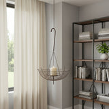 39" Black Woven Metal Lantern Candle Holder