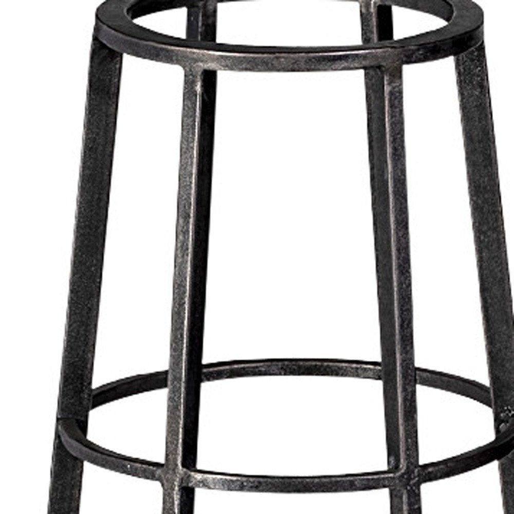 30" Black Distressed Geometric Metal And Glass Lantern Candle Holder