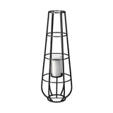 40" Black Distressed Geometric Metal Lantern Candle Holder
