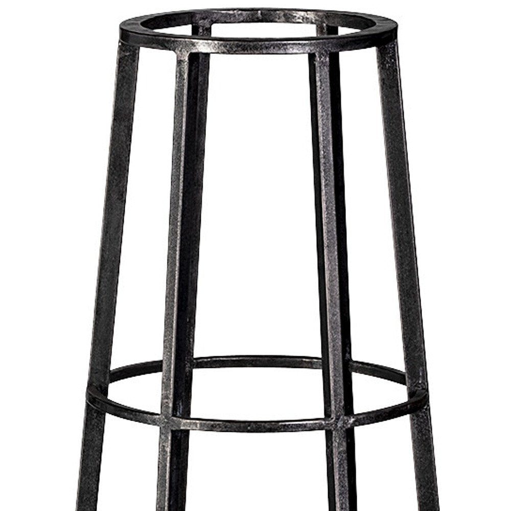 40" Black Distressed Geometric Metal Lantern Candle Holder