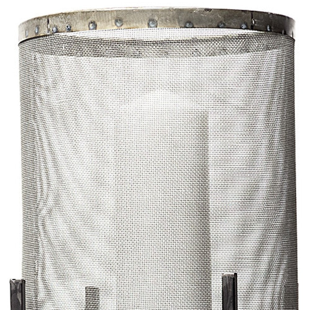 Set of Two Black Distressed Geometric Metal Lantern Candle Holders