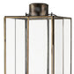 31" Gold Distressed Geometric Metal Tabletop Lantern Candle Holder