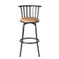 Khaki And Black Suede And Faux Leather And Metal Low Back Adjustable Height Swivel Bar Chair