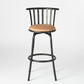 Set of Two Khaki and Black Suede Faux Leather and Iron Low Back Adjustable Height Swivel Bar Chairs