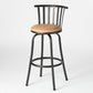 Set of Two Khaki and Black Suede Faux Leather and Iron Low Back Adjustable Height Swivel Bar Chairs