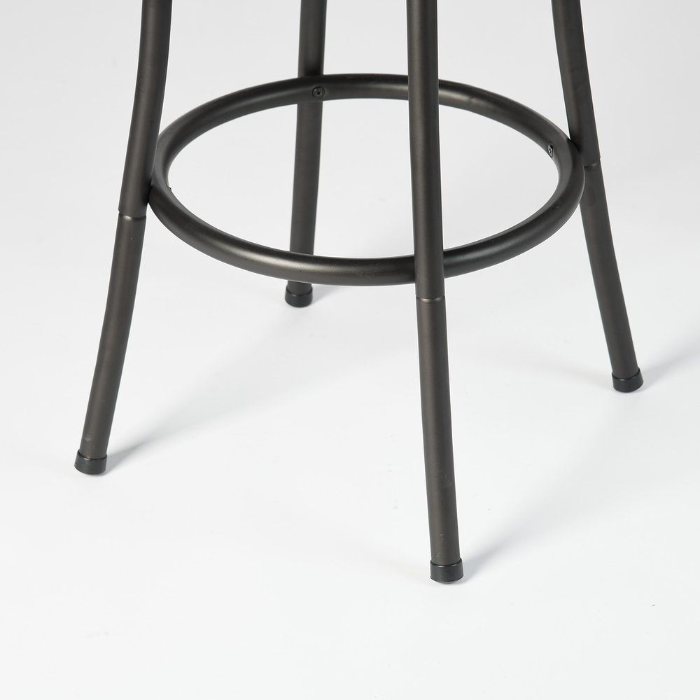 Set of Two Khaki and Black Suede Faux Leather and Iron Low Back Adjustable Height Swivel Bar Chairs