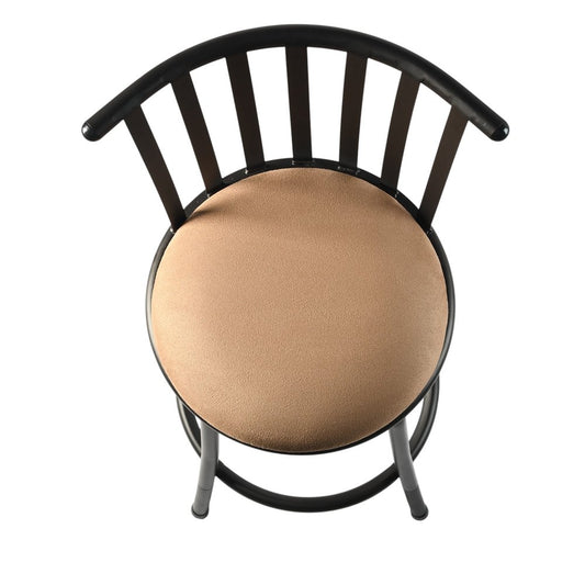 Set of Three Khaki And Black Suede And Faux Leather And Iron Low Back Adjustable Height Swivel Bar Chairs