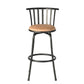 Set of Three Khaki and Black Suede Faux Leather and Iron Low Back Adjustable Height Swivel Bar Chairs