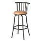 Set of Three Khaki and Black Suede Faux Leather and Iron Low Back Adjustable Height Swivel Bar Chairs