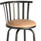 Set of Three Khaki and Black Suede Faux Leather and Iron Low Back Adjustable Height Swivel Bar Chairs