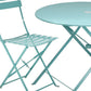 Three Piece Teal Blue Round Metal Dining Set with Two Chairs