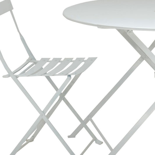 Three Piece White Round Metal Dining Set with Two Chairs