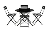 Five Piece Black Round Metal Dining Set with Four Chairs