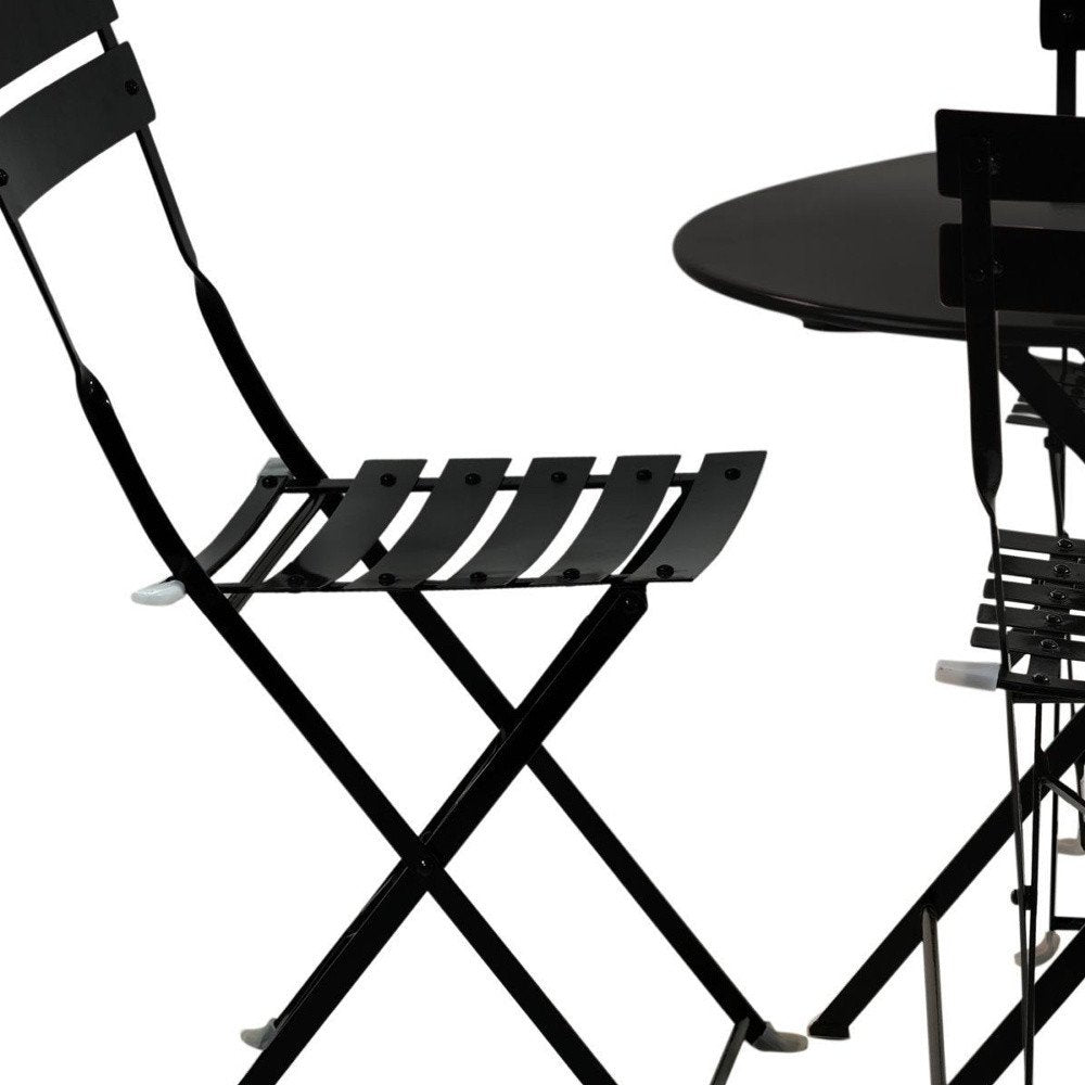 Five Piece Black Round Metal Dining Set with Four Chairs