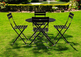 Five Piece Black Round Metal Dining Set with Four Chairs