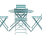 Five Piece Teal Blue Round Metal Dining Set with Four Chairs