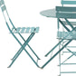 Five Piece Teal Blue Round Metal Dining Set with Four Chairs